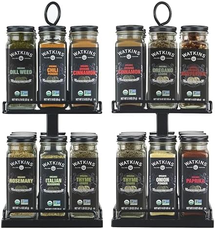 Countertop Two Tier Rotating Spice Rack, Includes 16 Organic Spices (16608)