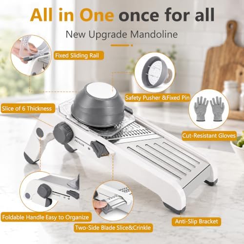 Mandoline Slicer for Kitchen-Finger Safe Track, Adjustable Vegetable Slicer