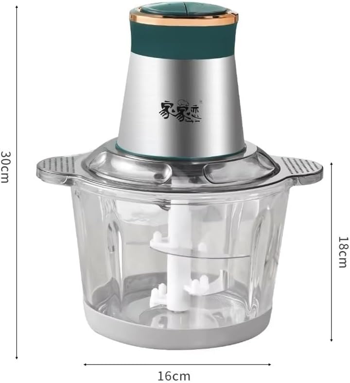 3L Multfunctional Garlic Peeler Household Electric Meat Grinder Garlic Shredder Fruit and Vegetable Chopper Kitchen Tool For Onion, Meat, Nuts, Fruits, Garlic, Vegetables(Green,One knife) - Image 3