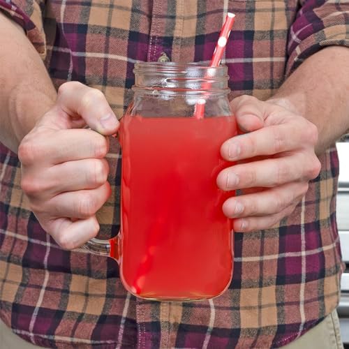Mason Jar Mugs with Handles (24oz, Clear, 4-Pack); Glass Drinking Glasses for Cold Beverages, Decoration, Storage, Party Favors, Cocktails, Floats