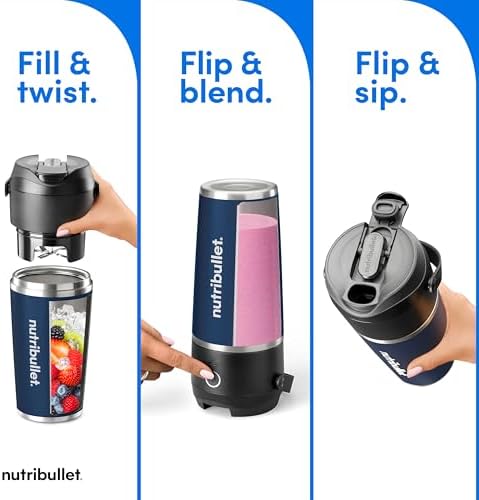 nutribullet Flip Portable Blender with Insulated Cup, Cordless, Matte Indigo, NBPB50350IND - Image 3