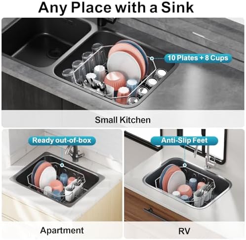 Small in Sink Dish Drying Rack - Stainless Steel for RV Kitchen