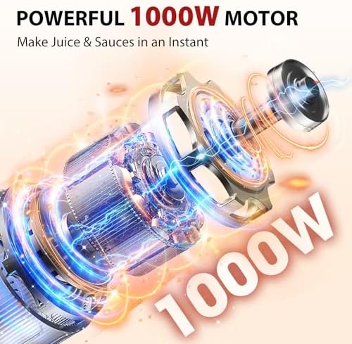 KOIOS Immersion Blender, 1000W Anti-scratch 3-in-1 Hand Blender, Upgraded 12 Speed Stainless Steel Blade Stick Blender with Turbo Mode, Whisk and Milk Frother, Non-BPA, Red - Image 2