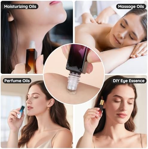 Segbeauty 0.34oz 10pcs Travel Empty Roller Bottles, 10ml Glass Bottle for Essential Oils Applicator, Refillable Travel Size Container Roll on Bottle with Dropper, Liquid Containers for Eye Essence Oil - Image 6