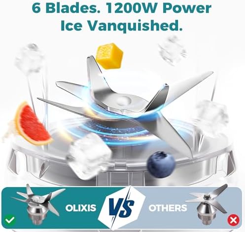 OLIXIS Personal Smoothie Blender for Kitchen, Smoothie Blender with 6 Blade - Image 4