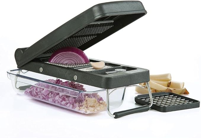 PL8 Professional Chopper, Black - Multi-Functional Vegetable Chopper, Dicer, and Mincer with Sturdy Stainless Steel Frame, Perfect for Onions, Tomatoes, and More
