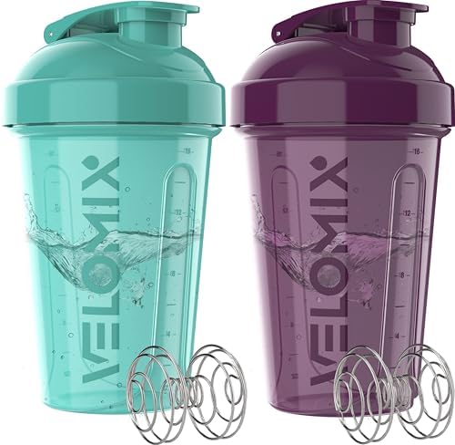 2 Pack 20oz Protein Shaker Bottle for Protein Mixes, Aqua Set