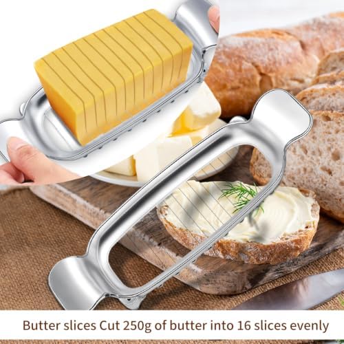 lasuroa 2pcs Stainless Steel Butter & Cheese Slicer Cutter (Silver) - Image 3