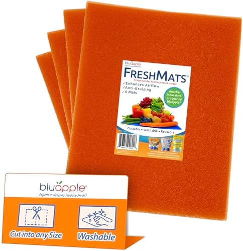 FreshMats Vegetable Drawer Liners, Orange, 12x15, Set of 4 Mats