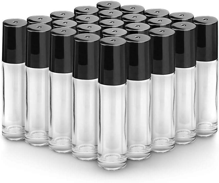 Roller Bottles for Essential Oils - 25 Pack 10ml Clear Glass Roll on Bottle by sungwoo