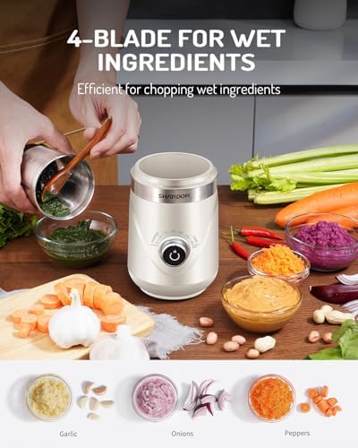 SHARDOR Electric Super Silent Blade Coffee Grinder, Timed Grind Control Rotary Knob, Adjustable Coarse to Fine for Coffee Beans, Spices & Herbs, with 2 Removable Stainless Steel Bowls, Cream - Image 4