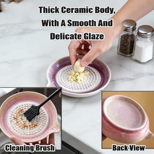 Gradient Ceramic Grater Plate, Exquisitely Handcrafted Ginger Grater Plate, Handheld Kitchen Grinding Dish With Spout, Ginger Grater for Cheese, Chocolate, Fruits & Vegetables (01)