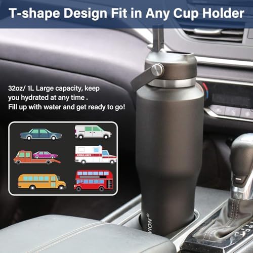 32 oz Insulated Water Bottle Stainless Steel Triple-Wall with Straw Lid Set