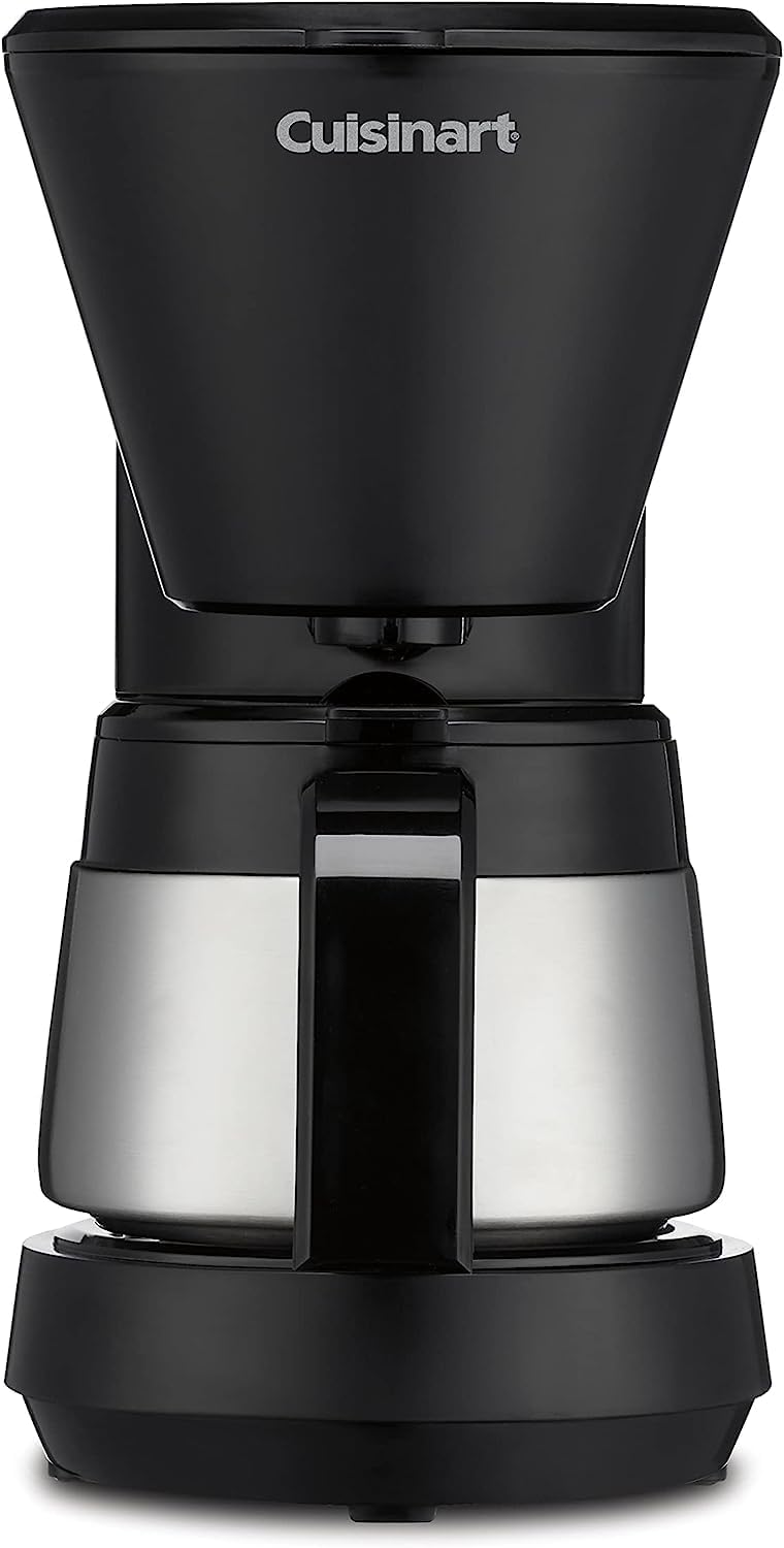 5-Cup Coffee Maker with Stainless Steel Carafe, Coffee Machine with Removable Water Reservoir, Charcoal Water Filter, 30-Minute Keep Warm, and Brew Pause, DCC-5570NAS, Stainless Steel