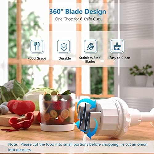 Pαmpered Chef Food Chopper, Vegetable Chopper, Onion Chopper, Garlic Chopper, Nuts Chopper - Hand Chopper For Vegetables Salads, Fruits, Nuts. Dishwasher-safe, White, Easy to Clean