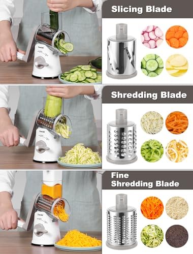 Geedel Rotary Cheese Grater Hand Crank, Cheese Shredder Vegetable Slicer - Image 4