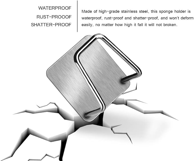 Sponge Holders for Kitchen Sink Adhesive Sponge Holder Sink Caddy Stainless Steel Rust Proof Waterproof, Quick Drying ﻿