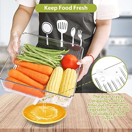 10 Pack Refrigerator Pantry Organizer Bins with Lids, Fridge Organizer Bins