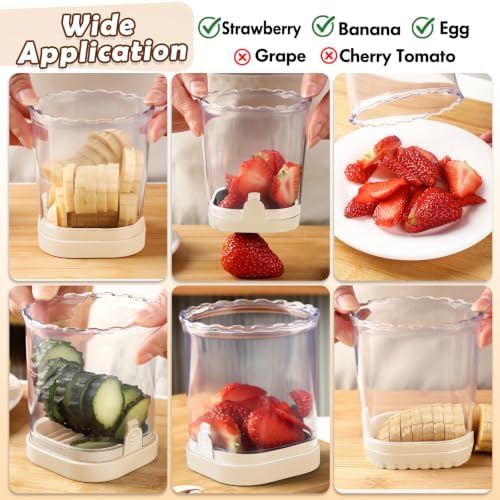 Creative Strawberry Slicer, Detachable Cutter with Push Plate (Beige) - Image 6