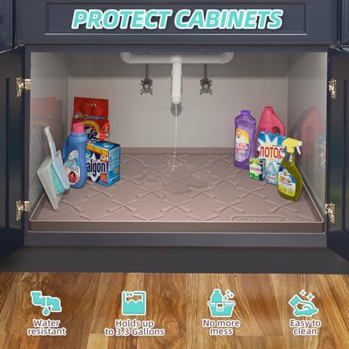 Waterproof Under Sink Mat Silicone 28" x 22" Kitchen Cabinet liner
