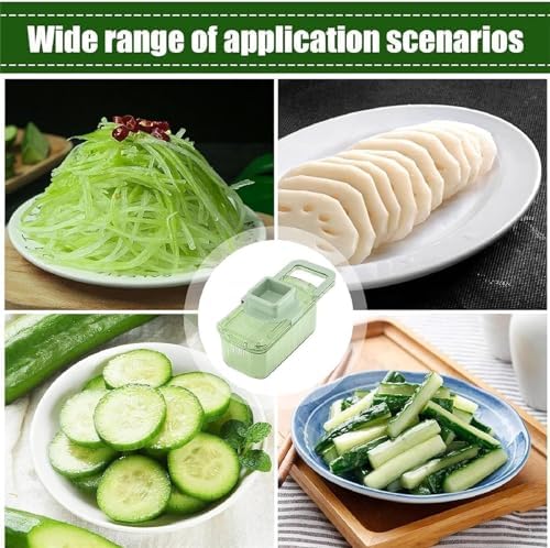 Vegetable Chopper with Container,2024 New Multifunctional Grater Six Cutting Tools,Manual Vegetable Salad Chopper,Round Vegetable Chopper Vegetable Chopper Food Chopper with Container - Image 6