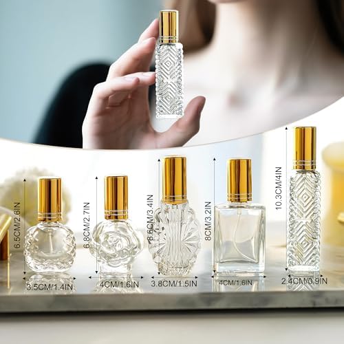 5 Pcs Vintage Glass Empty Perfume Bottles Refillable with Spray - Image 5
