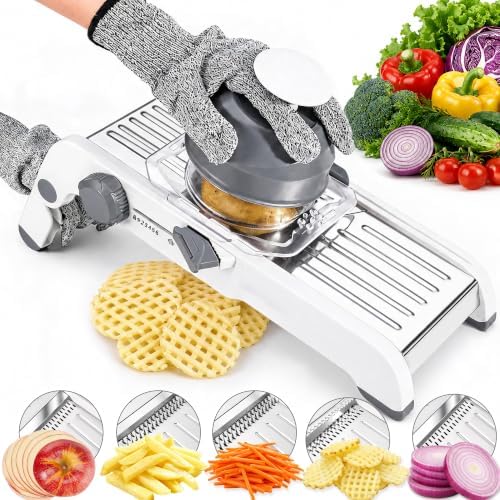 Mandoline Slicer for Kitchen-Finger Safe Track, Adjustable Vegetable Slicer