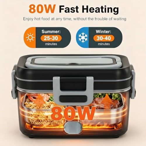 Electric Lunch Box for Adults, 2.8L Double Layer Heated Lunch Box