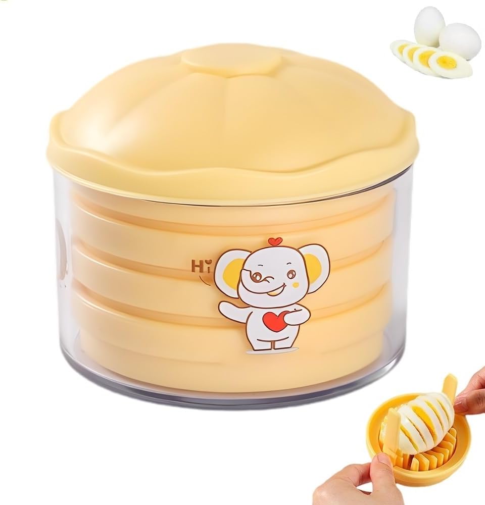 4 In 1 Egg Slicer For Hard Boiled Eggs, Stainless Steel 4 Slice Modes Egg Cutter, Strawberry Slicer Grape Cutter, Kitchen Fruit Slicer For Mushroom, Cherry (Yellow-1pcs)