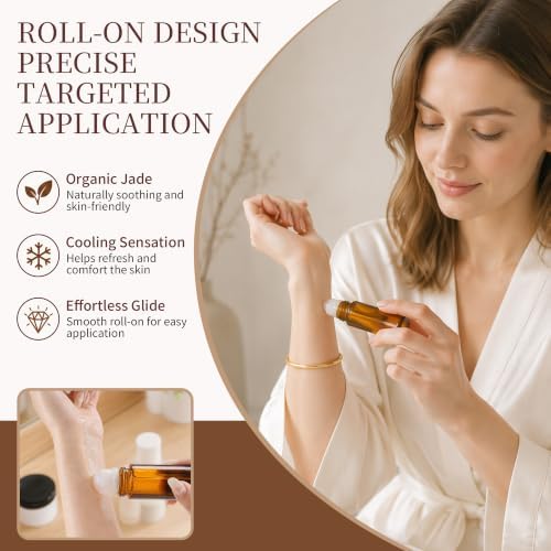 Roller Ball Applicator,Rose Quartz Roller Bottle,50ml Refillable Amber Glass Roll On Bottles with Natural Crystal Roller Balls,Leak-Proof Travel Perfume Bottle with Gold Caps (2Pink) - Image 7