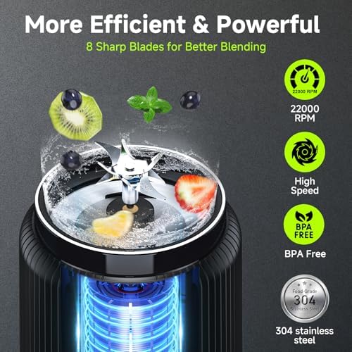 COKUNST Portable Blender, Small Smoothie Blender with LED Display, Black - Image 2
