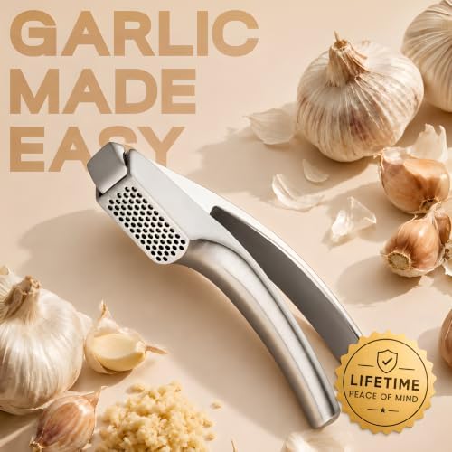 Garlic Press Lifetime Replacement, No Need to Peel, Fine Mince