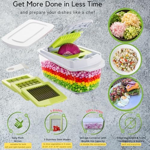Brieftons QuickPush 8-Cup Push-Down Manual Vegetable Chopper & Food Dicer - Image 4