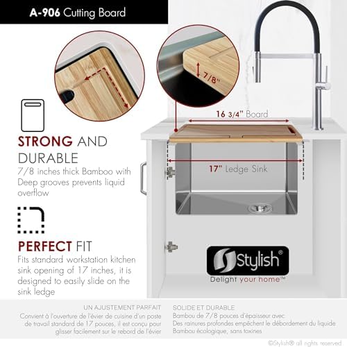 Workstation Kitchen Sink Accessories Kit. Includes: Colander, Drying Rack and Cutting Board for 17 inches sink opening, A-919KIT