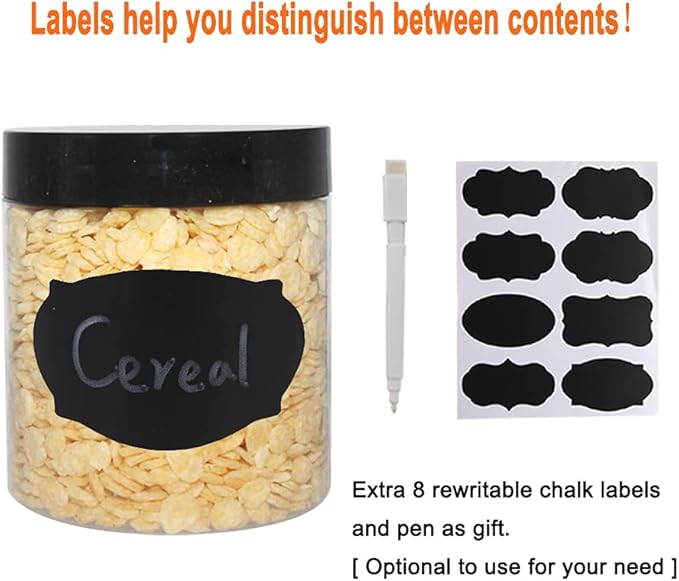 zmybcpack 21 Pack 16 oz Plastic Jars With Lids, Extra Labels, 1 Pen, Clear PET Seal Jar for Food Storage,Wide Opening Storage jar For Dry Food, Peanut, Powder, Kitchen & Craft Storage