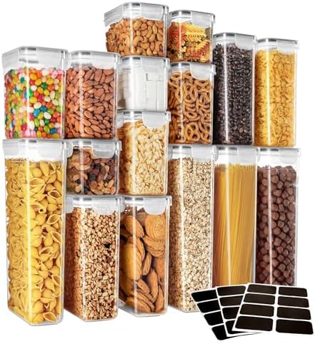 16 Pack Airtight Food Storage Container Set for Pantry Organization