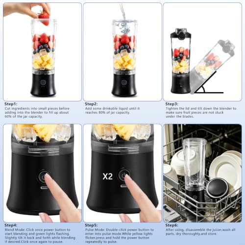 CC Store Portable Blender 20 Oz with USB-C Rechargeable Design,LED Light - Image 6