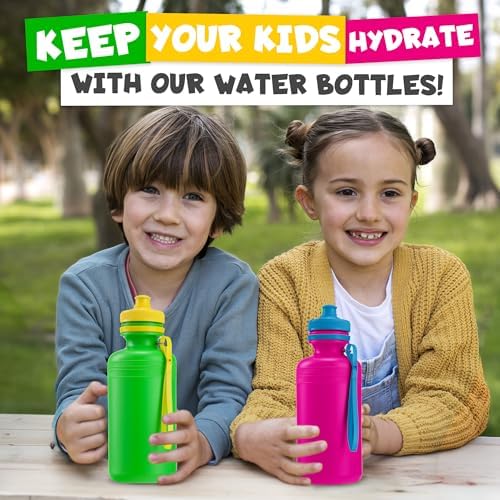 Bulk Water Bottles for Kids (12-Pack) 18oz Reusable Bottle Party Favors