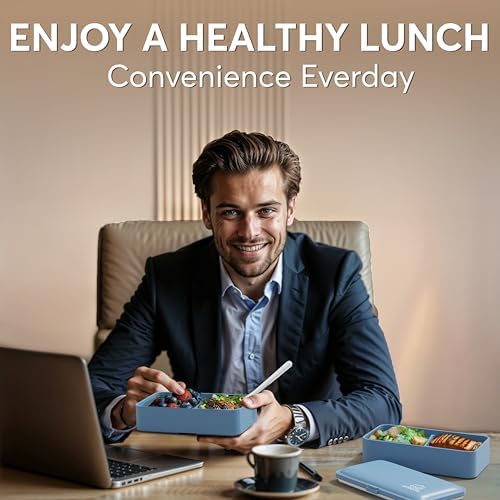 Bento Box Adult, Leakproof, All-in-1 Lunch Containers for Adults