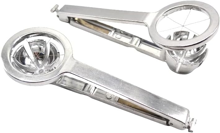 2 Pack Aluminum Cast Wedge Egg Slicer with 18/10 (304) Stainless Steel Wire, Divide Hard Boiled Egg into 6 Equal Segment, Patent Lock Switch Keep Utensil Folded for Sanitary Storage by FUJIDENSO