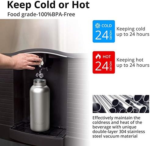 26OZ Vacuum Insulated Stainless Steel Water Bottle, Double Wall Wide Mouth Lids Keeps beverage Hot or Cold Sweat Proof