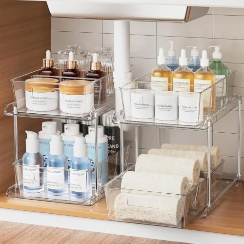Bathroom Under Sink Organizers and Storage, 2 Tier, 2 Packs