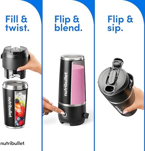 nutribullet Flip Portable Blender with Insulated Cup, Cordless, Black, NBPB50350AK - Image 3