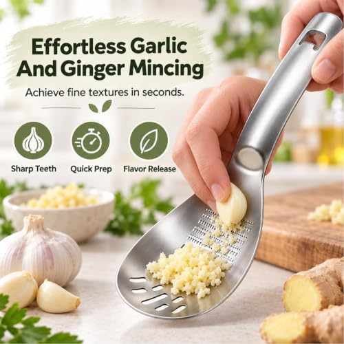 5-in-1 Multifunction Stainless Steel Cooking Grater Spoon, Kitchen Tool for Mashing, Grating, Straining, Egg Separating & Bottle Opening, 1.5mm Steel, 144 Grinding Teeth - Image 5