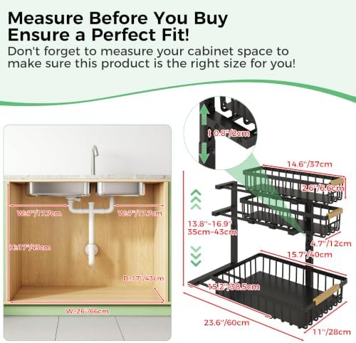 3 Tier Under Sink Organizer: Pull Out Cabinet Storage for Bathroom,2 Pack