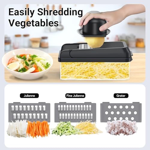 14-in-1 Vegetable Chopper, 7 Blade Multifunctional Food Chopper with Container, Chopper Veggie Cutter for Salad Potato Carrot Garlic, Home Kitchen Essential (White, 14 in 1) - Image 6