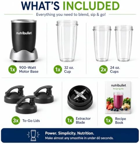 NutriBullet Pro 900W Single-Serve Blender Exclusive Bundle (Black Stainless) - Image 2