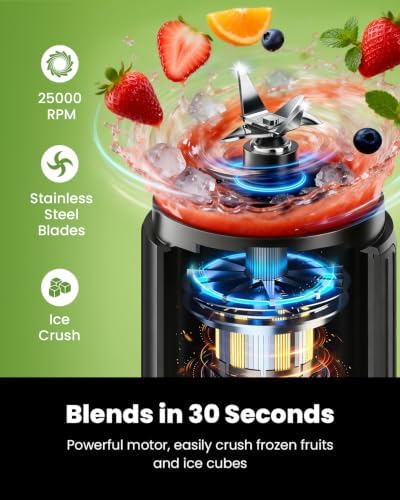 Portable Blender, Smoothie Blender Cordless, 2*23oz Cups, Auto Program