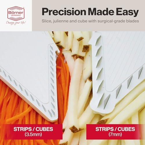 Swissmar V-Prep™ Mandoline Slicer – Versatile Kitchen Slicer for Julienne, Shred, Cube & Slice – Includes Multi-Function Bowl & Safety Holder – Essential Kitchen Gadget – White - Image 5