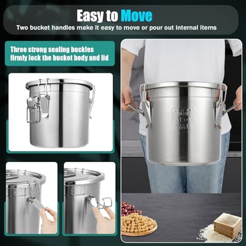 304 Stainless Steel Airtight Container 3.2Gal/405oz,Holds 20Lbs Rice